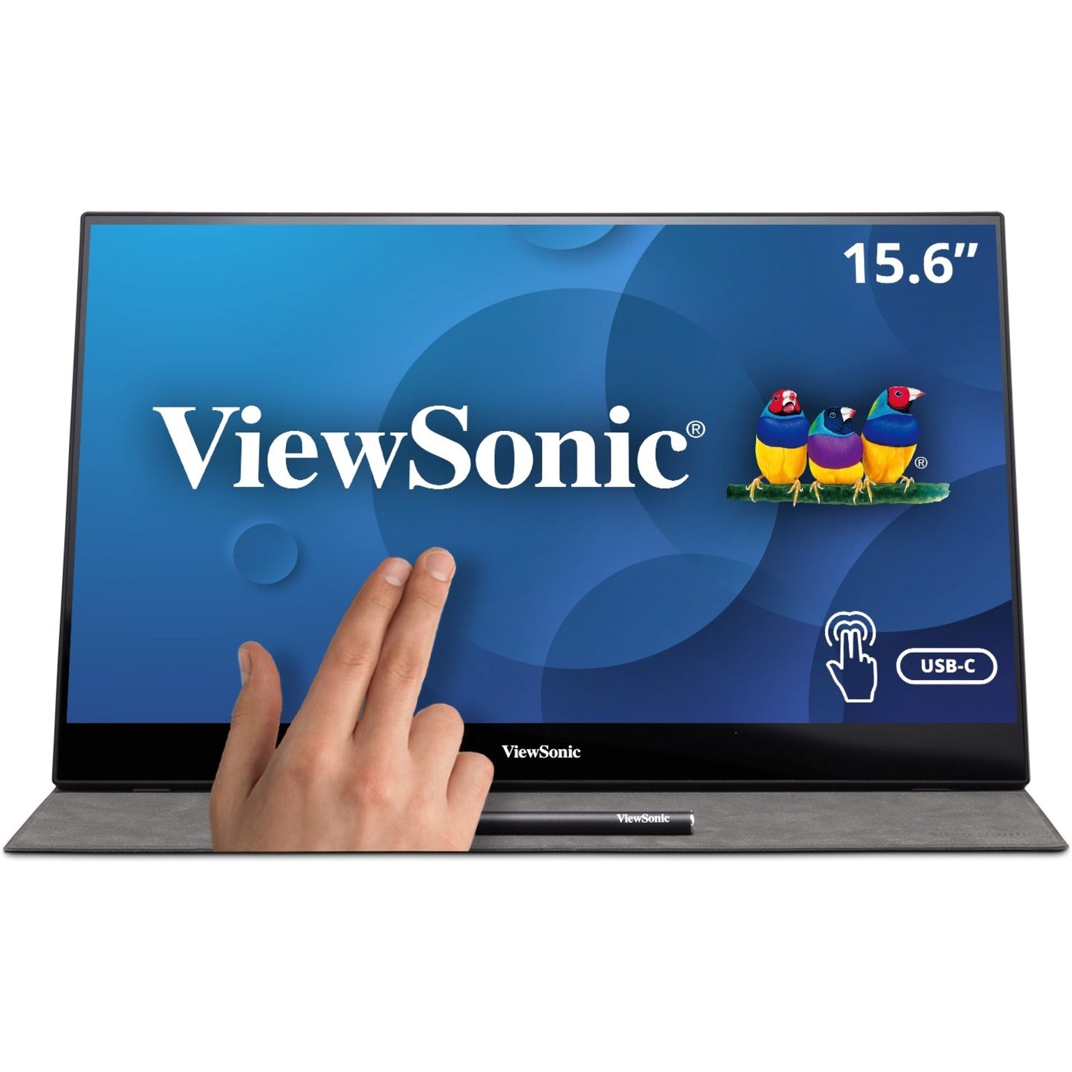 ViewSonic TD1655 Touchscreen LCD Monitor, 15.6" Portable Touch Display with FHD 1080p, 2-Way Power with USB Type-C