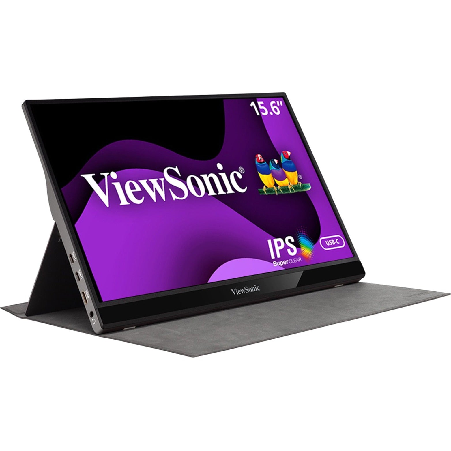 ViewSonic VG1655 15.6 Portable Monitor, FHD 1080p, 2-Way Power, Versatile Connectivity, Built-in Stand