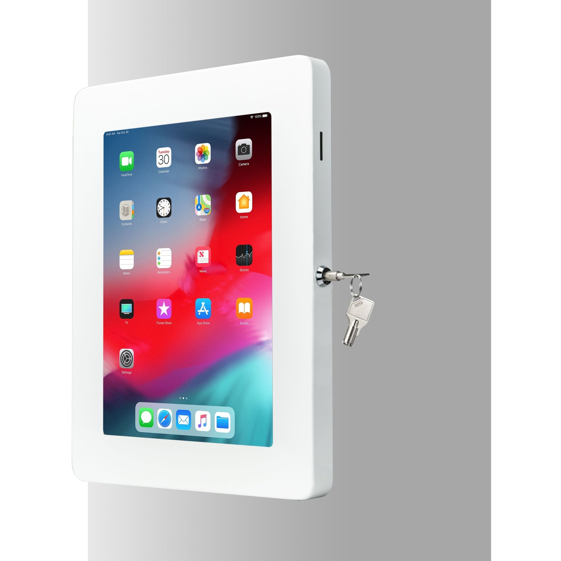 CTA Digital PAD-PLWW Premium Large Locking Wall Mount (White), Cable Management, Heavy Duty, Theft Resistant, Durable