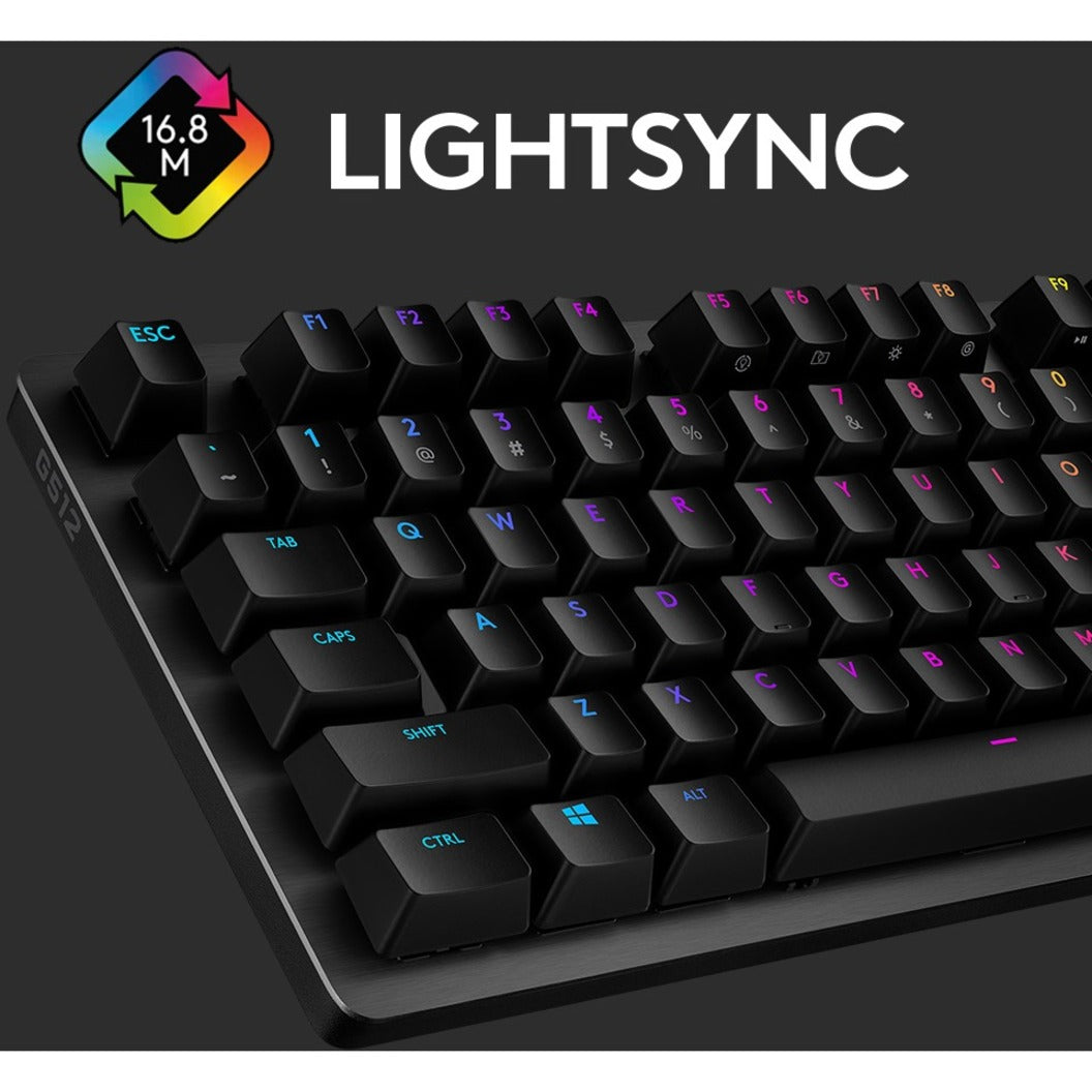 Logitech 920-009342 G512 Lightsync RGB Mechanical Gaming Keyboard, Tactile, USB Passthrough