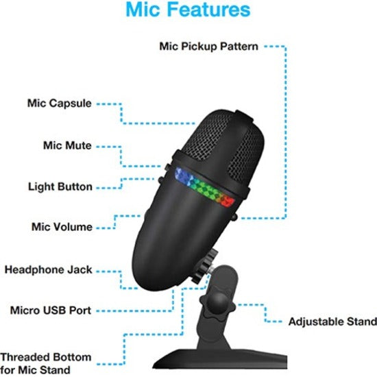 Cyber Acoustics CVL-2009 Teton USB Professional Recording Mic, Wired Desktop Microphone for Live Streaming