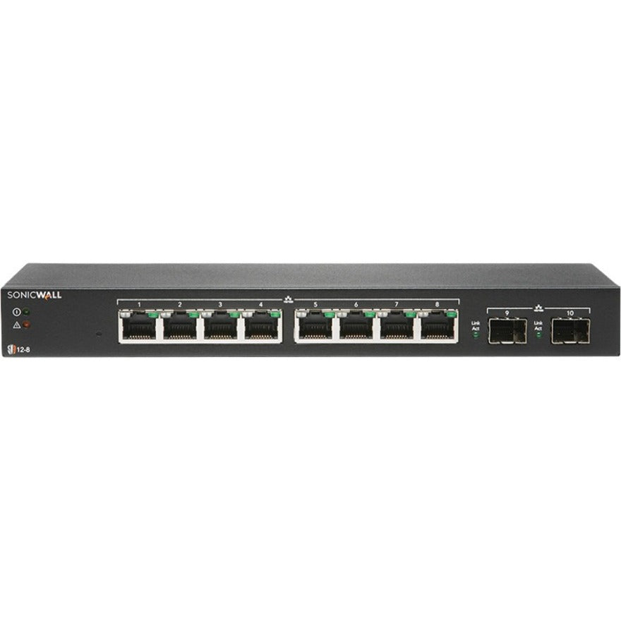 SonicWall 02-SSC-2462 Switch SWS12-8, 10-Port Gigabit Ethernet Switch with 2 Expansion Slots