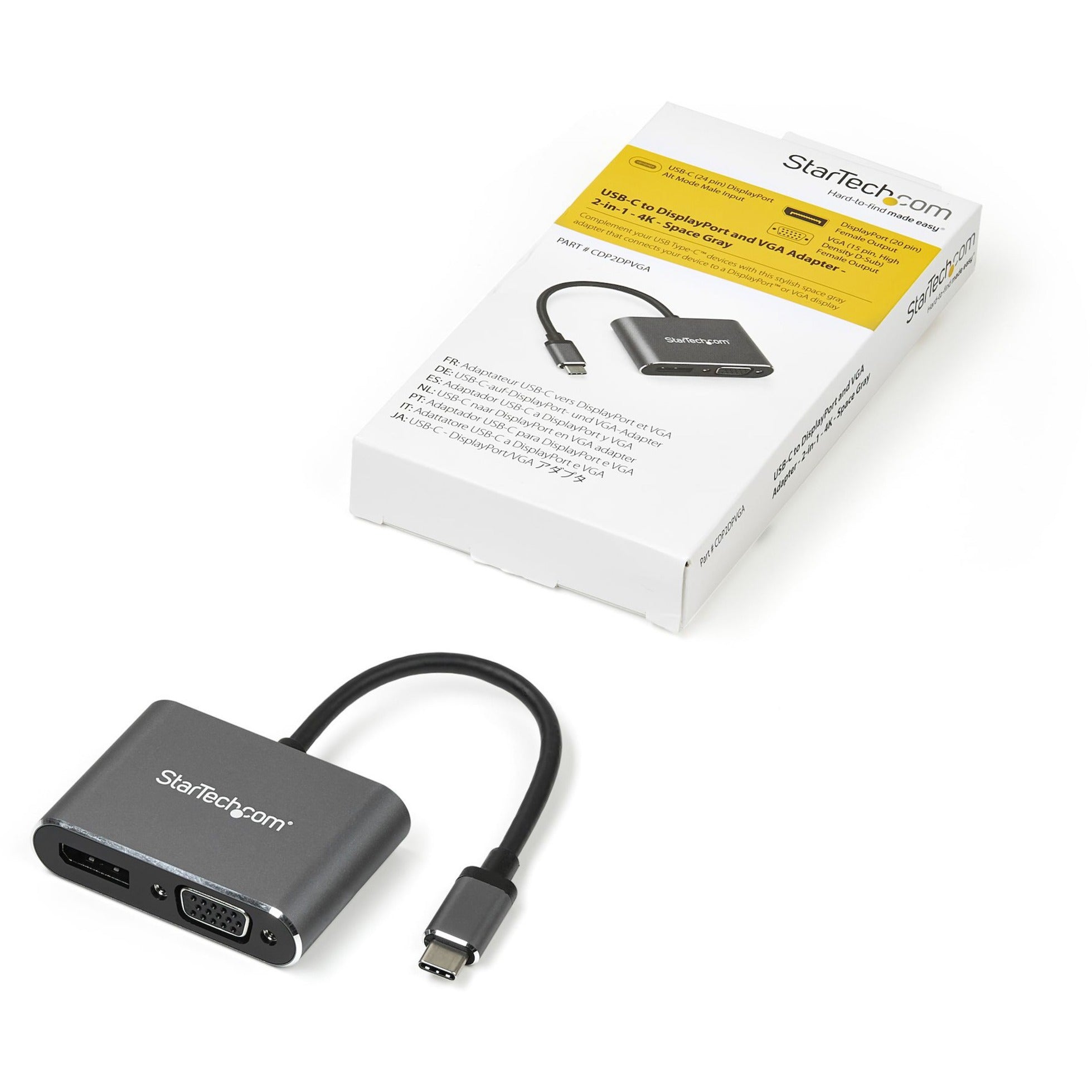 USB-C/DisplayPort/VGA Video Adapter, 4K 3840x2160 HDR