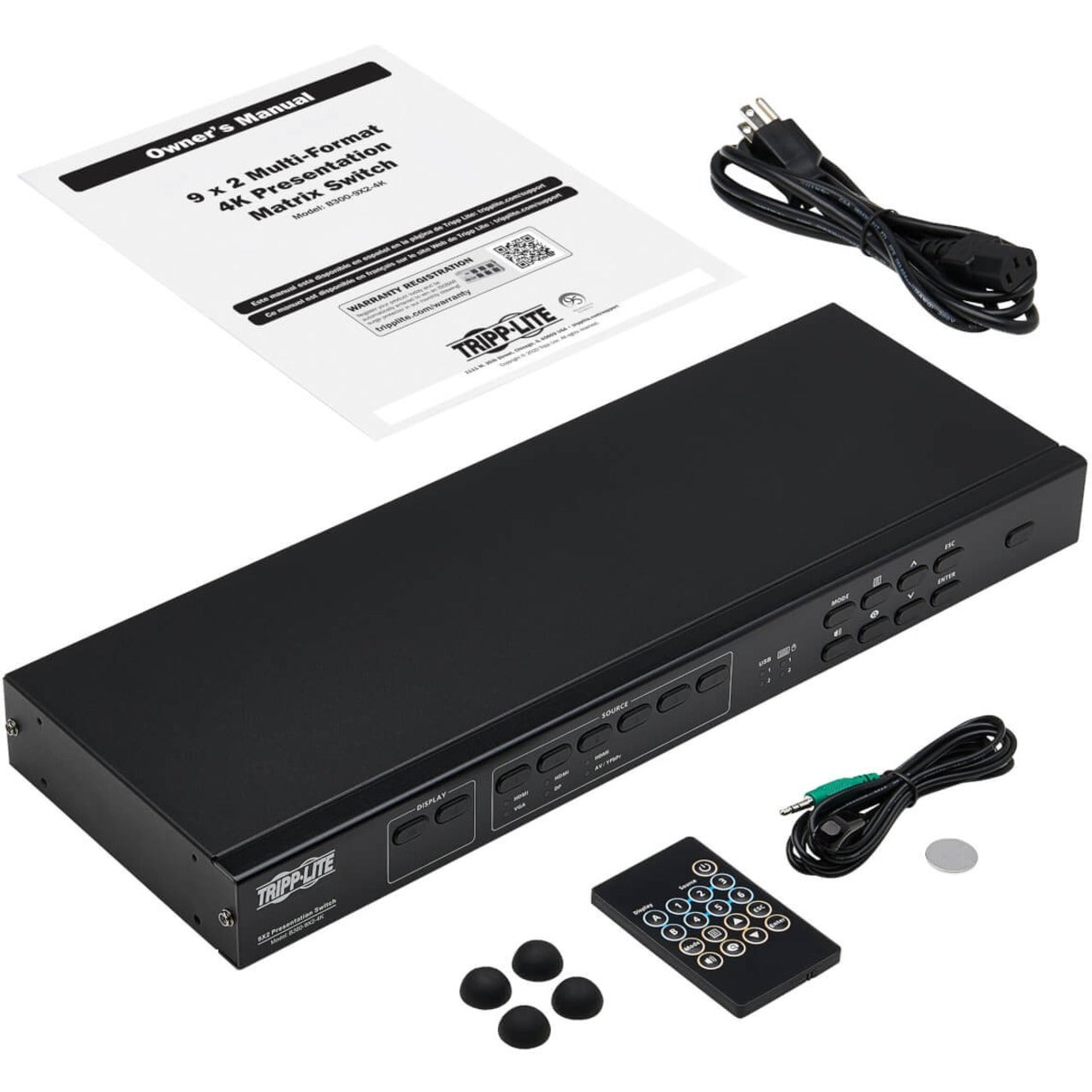 Tripp Lite B300-9X2-4K Multi-Format Matrix Switch/Splitter, 4K, 2 Year Warranty, TAA Compliant, VGA/HDMI/DisplayPort, 6 USB Ports