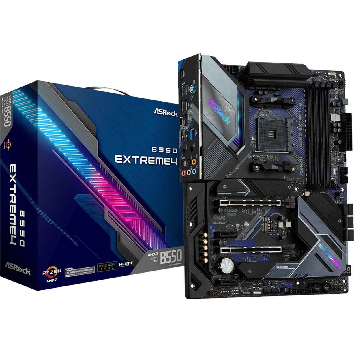ASRock B550 EXTREME4 B550 Extreme4 Desktop Motherboard, AMD Ryzen Compatible, ATX Form Factor