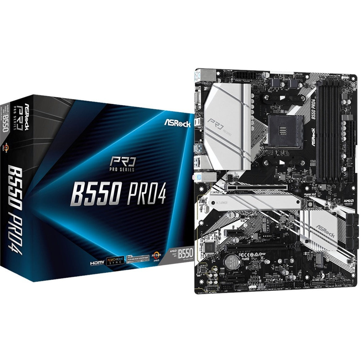ASRock B550 PRO4 B550 Pro4 Desktop Motherboard, AMD Ryzen Compatible, ATX Form Factor