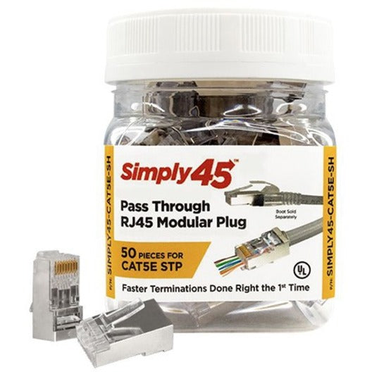 SIMPLY45 S45-1550 Cat5e Shielded Internal Ground Pass Through RJ45, PoE, Fire Resistant, Crosstalk Protection