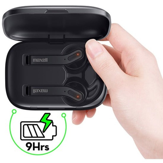 Maxell 199460 True Wireless Earbud, Secure Fit, Rechargeable Battery, 6 Hour Battery Life