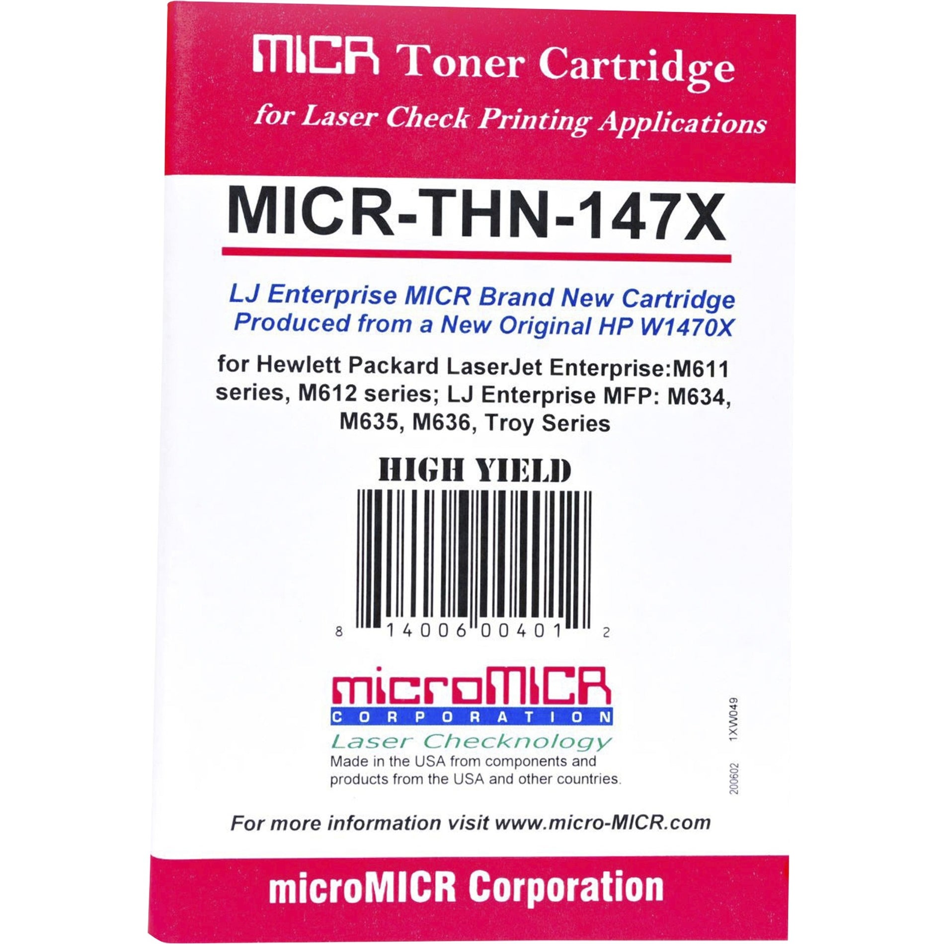 microMICR MICR-THN-147X Alternative HP 147X MICR Toner Cartridge, High Yield, Black