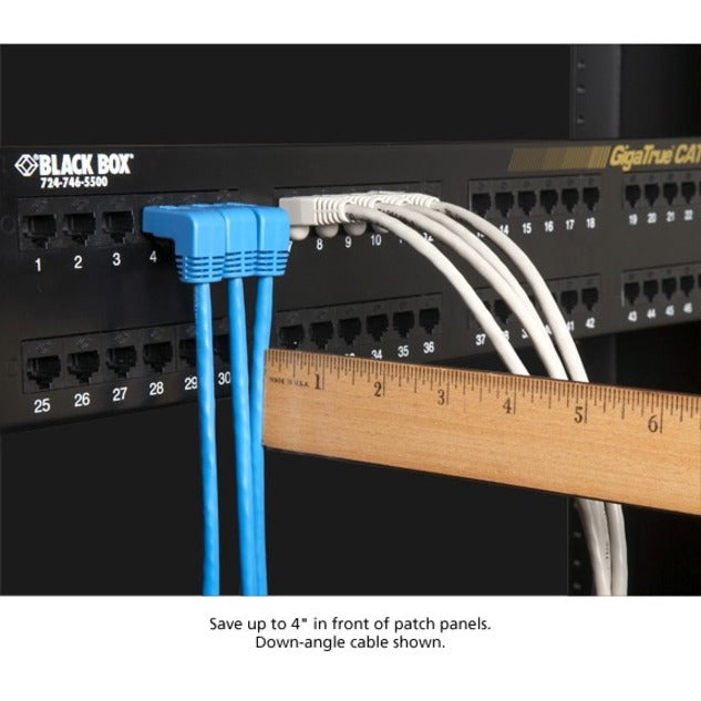 Black Box EVNSL24E-0010-90DS SpaceGAIN Cat.5e UTP Patch Network Cable, 10 ft, Angled Connector, PoE