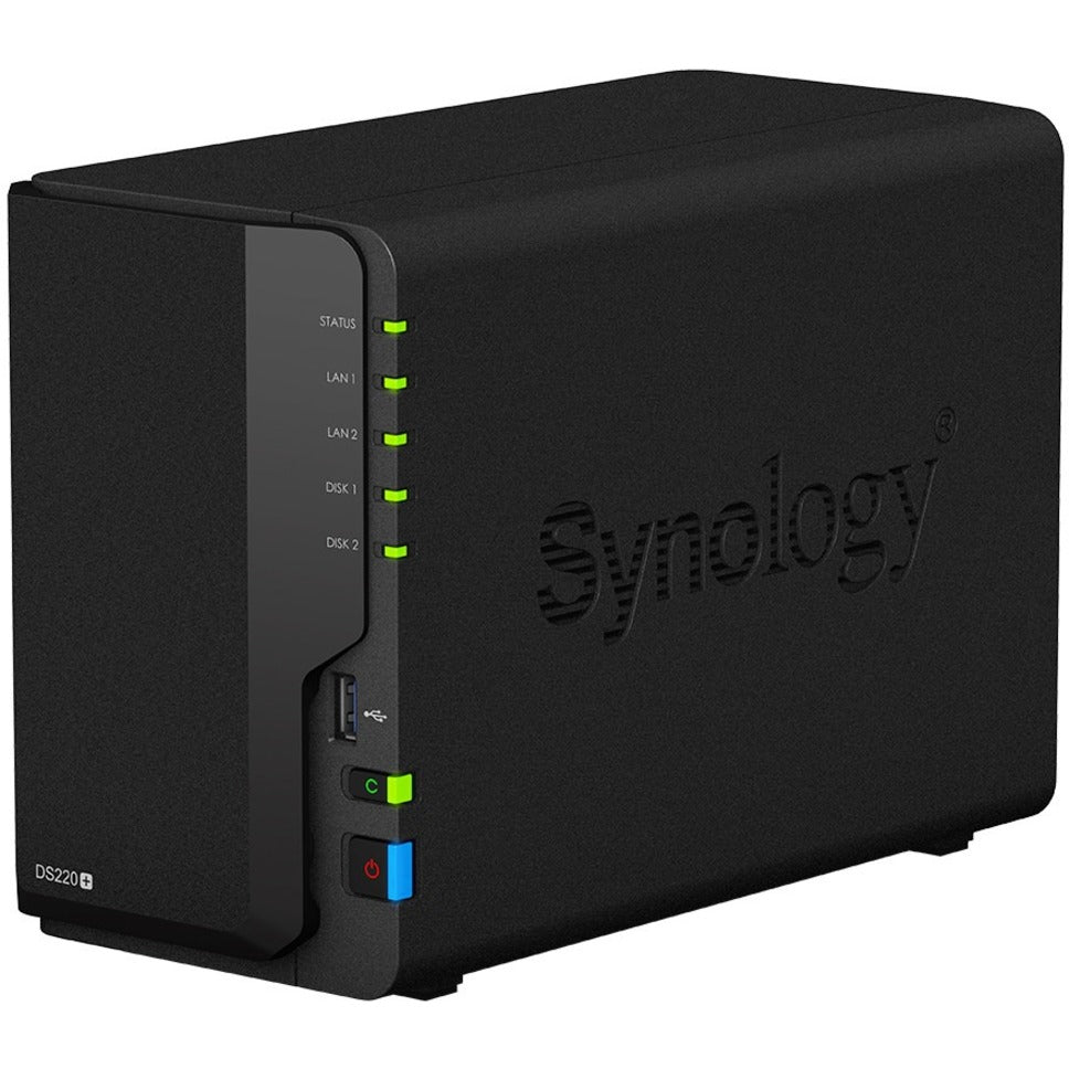 Synology DS220++ DiskStation SAN/NAS Storage System, 2GB DDR4, 32TB Capacity, Dual-core Processor, Gigabit Ethernet