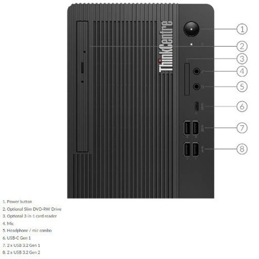Lenovo 11DA001UUS ThinkCentre M70t Desktop Computer, Core i5, 8GB RAM, 1TB HDD, DVD, Windows 10 Pro