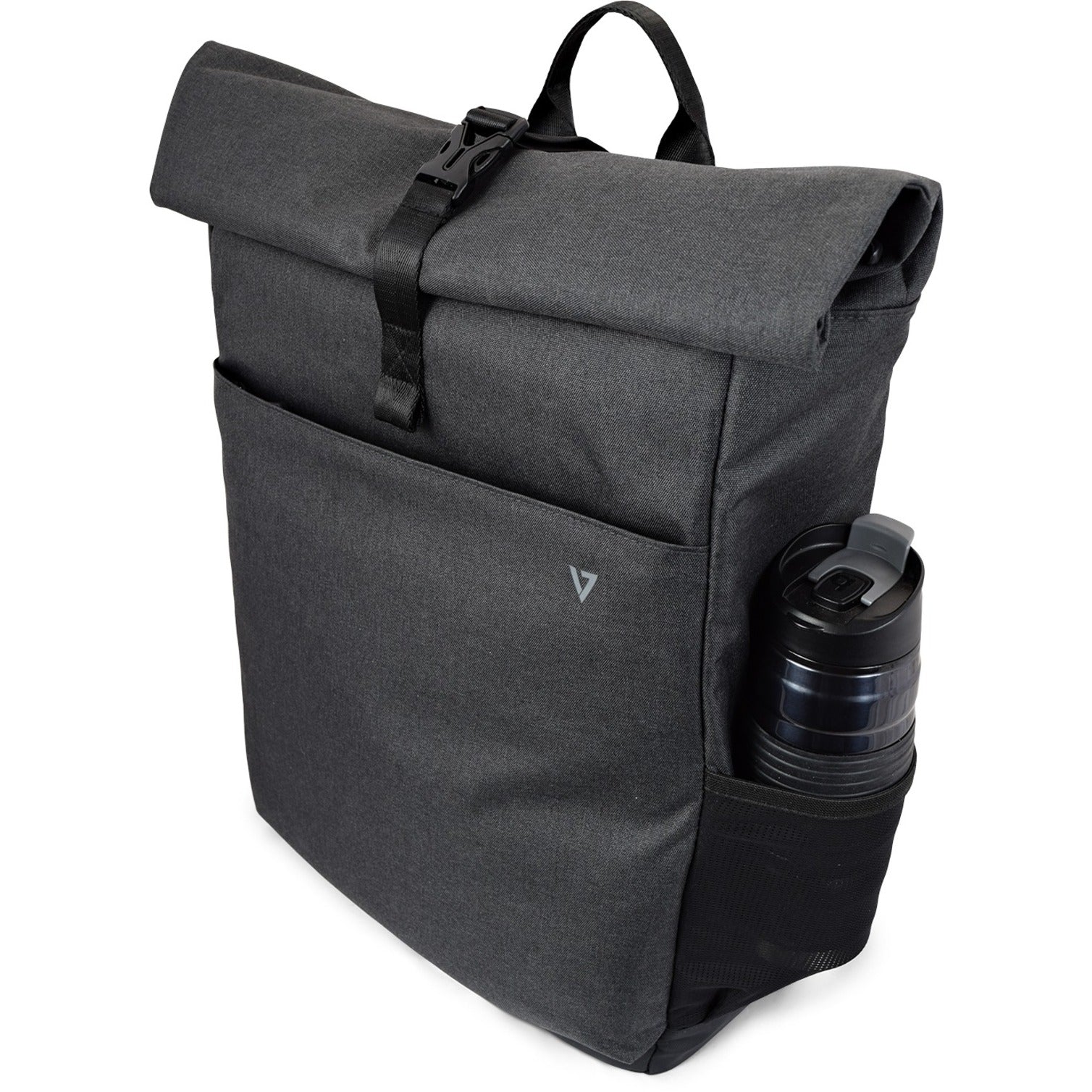 V7 CBXT16 16" Elite Rolltop Laptop Backpack, Gray, Moisture Resistant, Weather Resistant