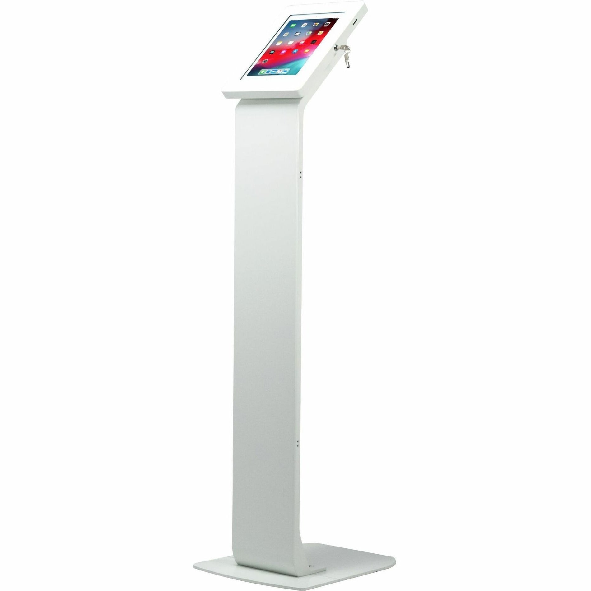 CTA Digital PAD-PLSW Premium Large Locking Floor Stand Kiosk (White), Cable Management, Non-slip, Anti-theft, 360° Rotation