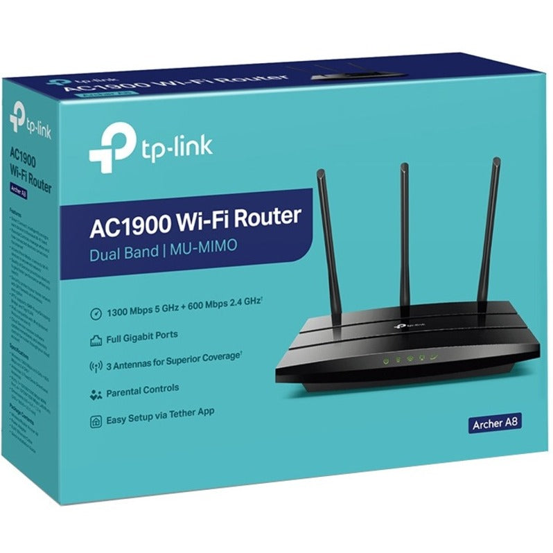 TP-Link ARCHER A8 AC1900 Kabelloser MU-MIMO WiFi-Router Dualband-Gigabit-Ethernet 2 Jahre Garantie