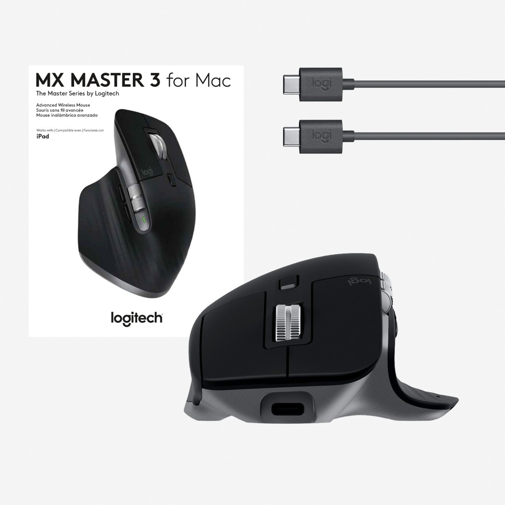 Logitech 910-005693 MX Master 3 for Mac, Ultrafast Scrolling, Ergonomic, 4000 DPI, USB-C, Bluetooth, Space Gray