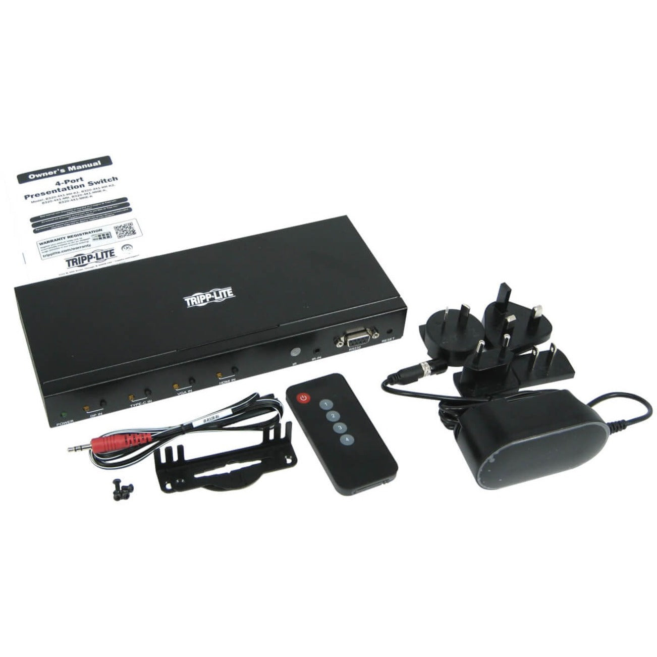 Tripp Lite B320-4X1-MH 4-Port Multi-Format Presentation Switch, 4K HDMI DP, TAA Compliant