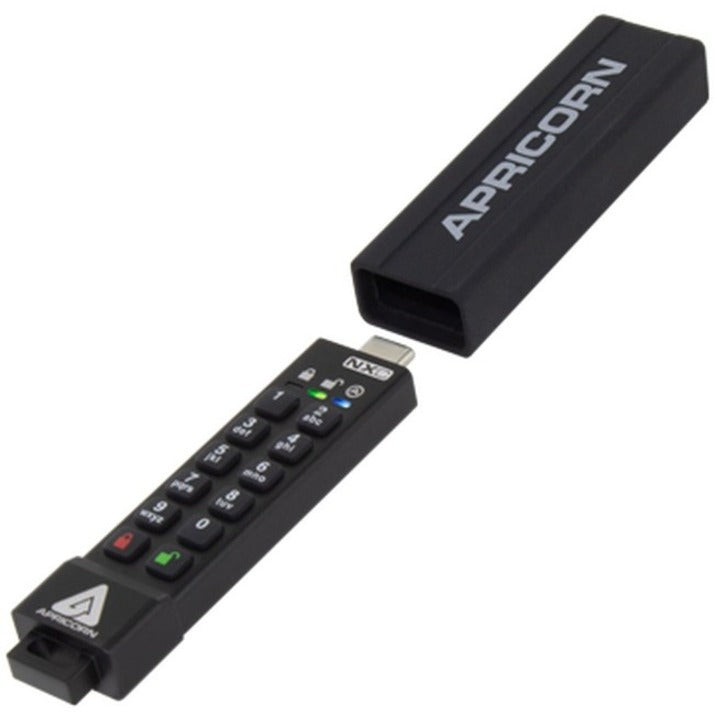Apricorn ASK3-NXC-128GB Aegis Secure Key 3NXC USB 3.2 (Gen 1) Type C Flash Drive, 128GB, Tamper Evident, Water Proof, Self-destruct PIN, Lock Override, Password Protection, Brute Force Self Destruct, Admin and User Mode, Hardware Encryption