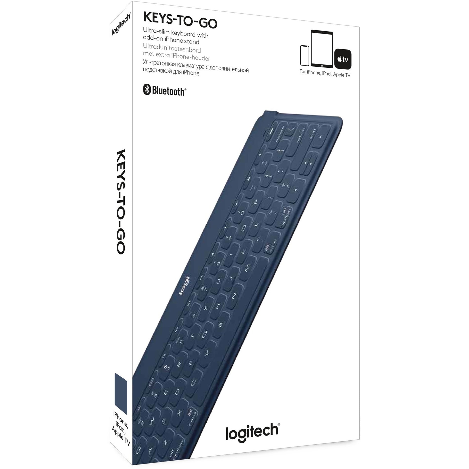 Logitech 920-010040 Keys-To-Go Keyboard, Bluetooth Wireless, Spill Proof, Rechargeable Battery, Slim, Blue
