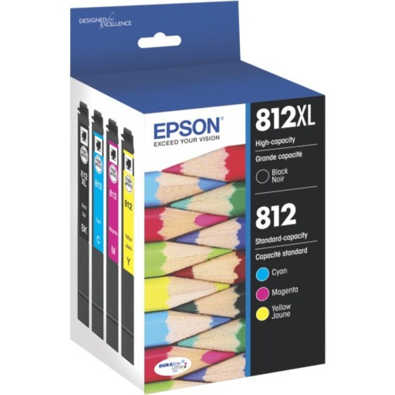 Epson T812XL-BCS T812 DURABrite Ultra Ink Cartridge Combo Pack, High Capacity Black and Standard Capacity Color (CMY)