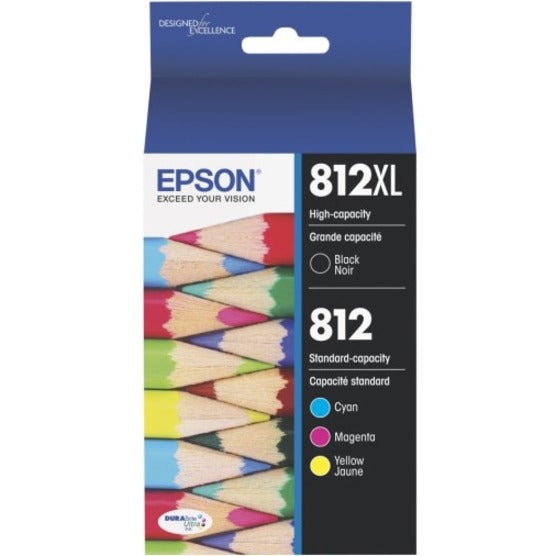 Epson T812XL-BCS T812 DURABrite Ultra Ink Cartridge Combo Pack, High Capacity Black and Standard Capacity Color (CMY)