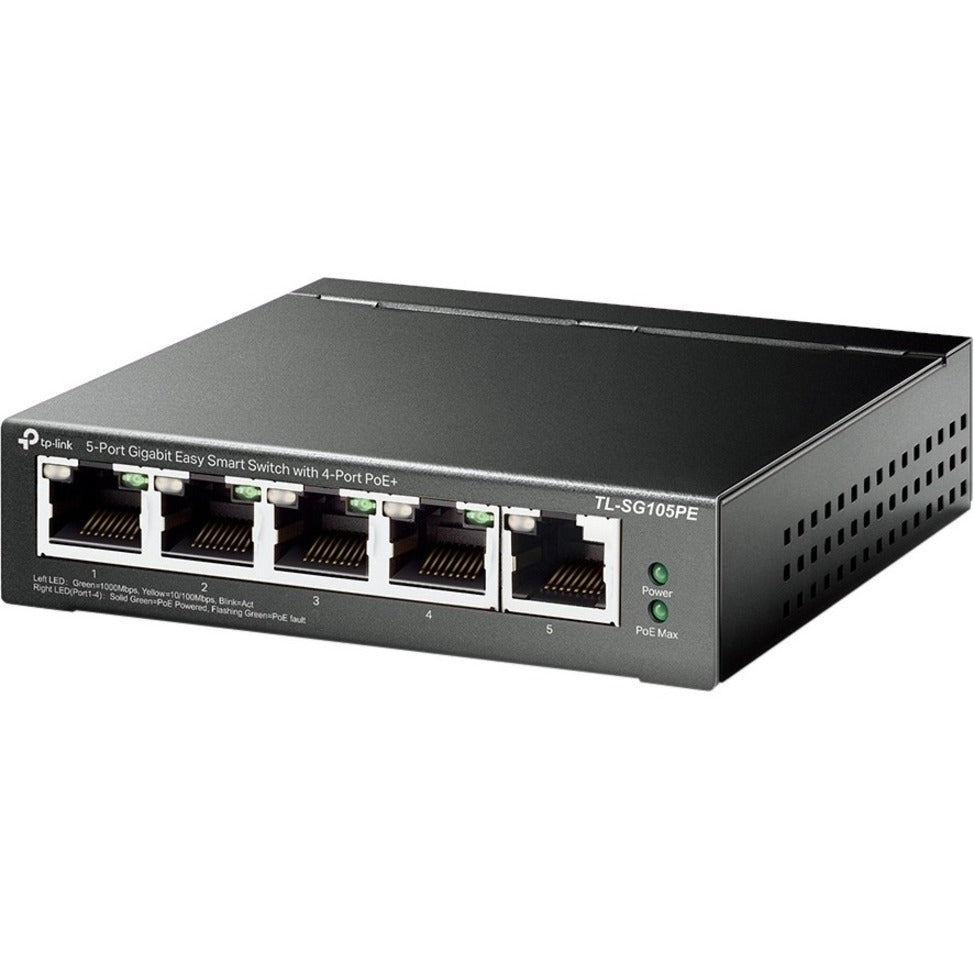 TP-Link TL-SG105PE 5-Port Gigabit Easy Smart Switch with 4-Port PoE+, 2-Year Warranty, RoHS Certified