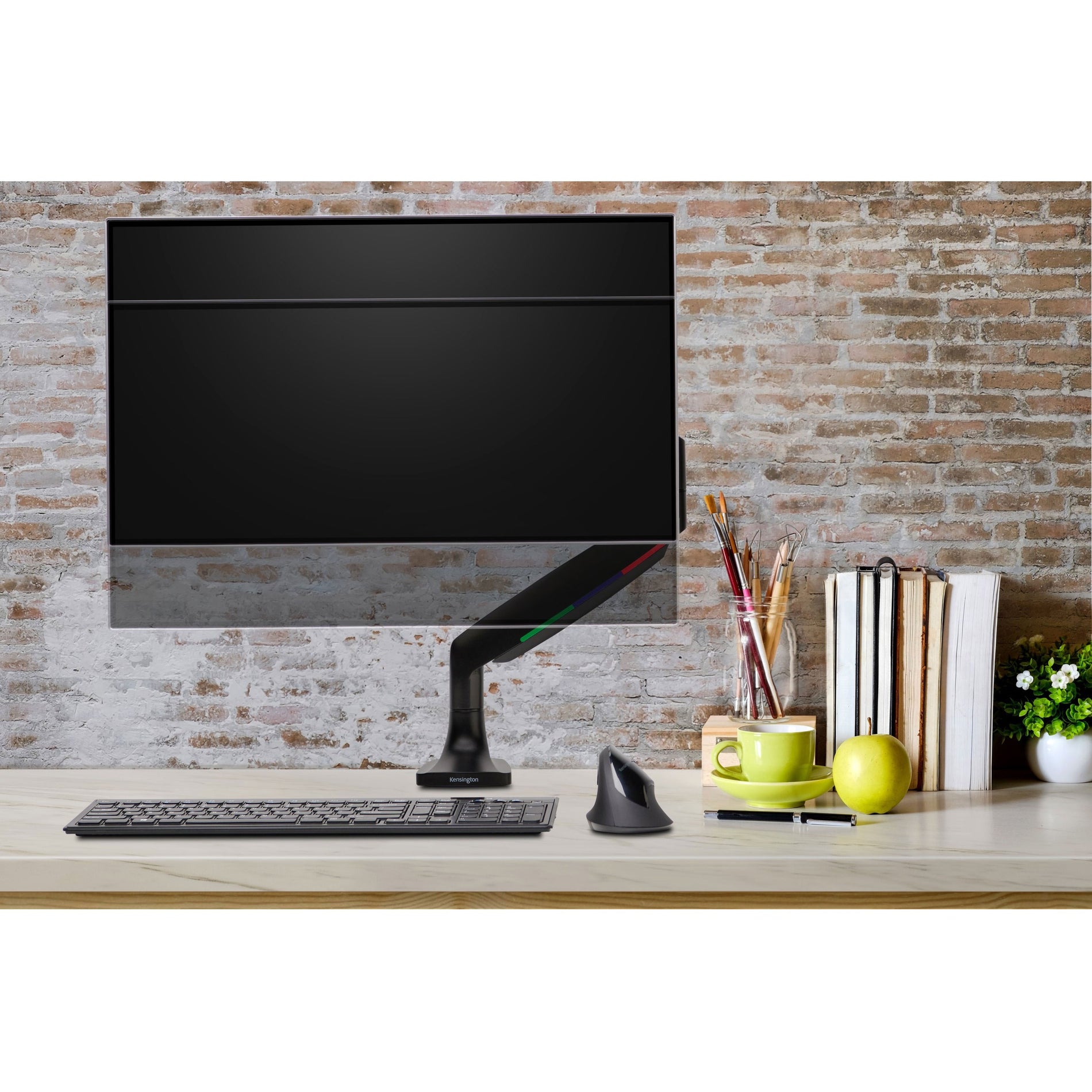 Kensington K59600WW SmartFit One-Touch Height Adjustable Single Monitor Arm, Black - Gas Spring, Articulating, Cable Management