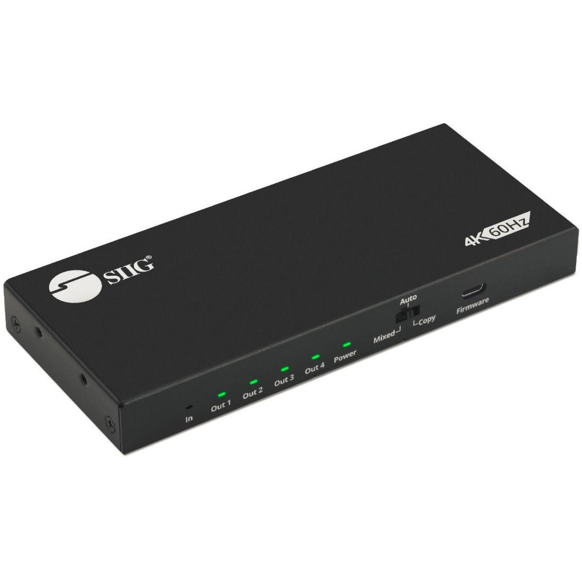 SIIG CE-H26C11-S1 4 Port HDMI 2.0 HDR Splitter with EDID and Downscaler, 4K Video Resolution, 2-Year Warranty