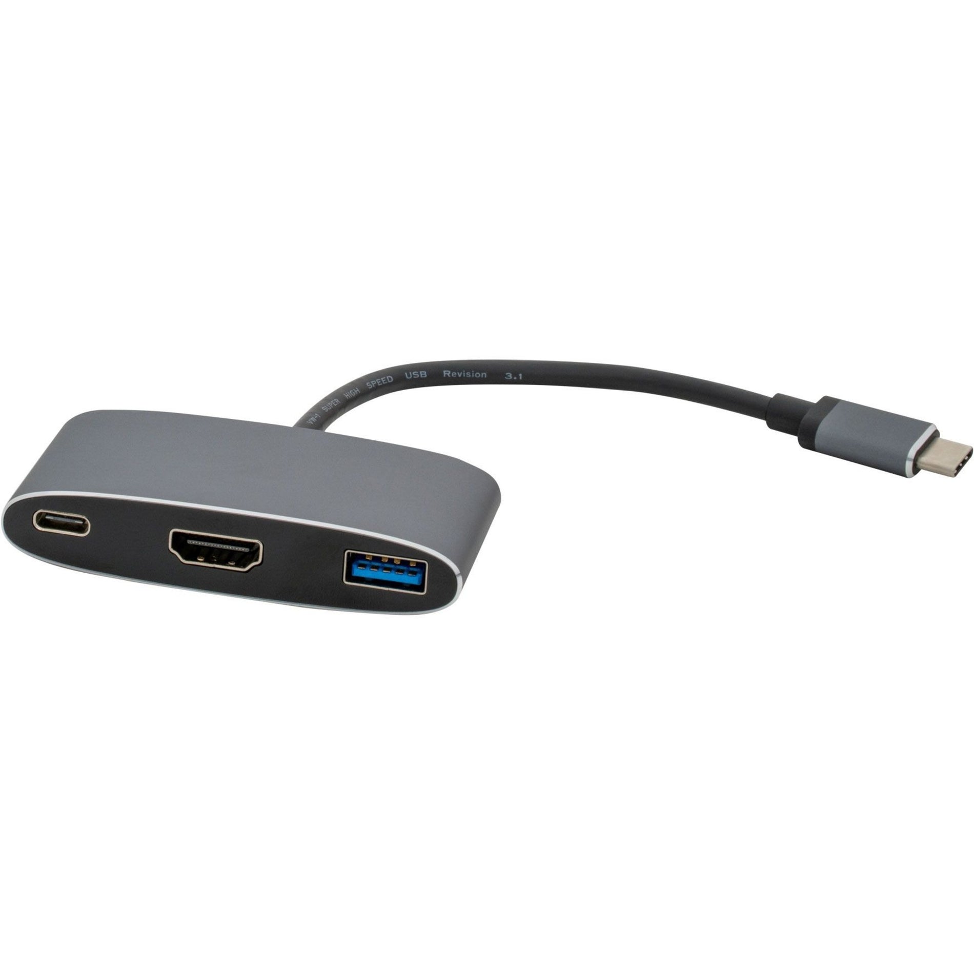 VisionTek 901356 USB-C to HDMI, USB & USB-C with Power Delivery Adapter, Plug and Play, 3840 x 2160 Resolution Supported