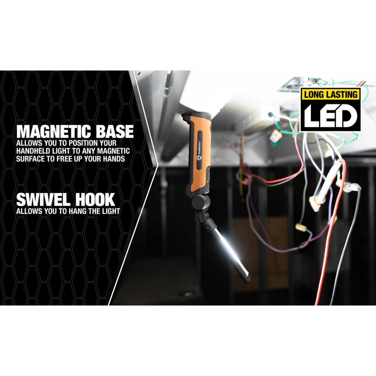 Southwire SL20RSW 200 Lumen LED Folding Light, Drop Resistant, Battery Powered