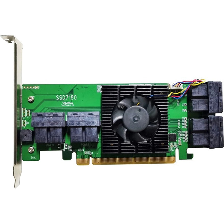 HighPoint SSD7180 NVMe Controller, PCIe 3.0 x16, RAID 10/1/0, 2GB Cache Memory