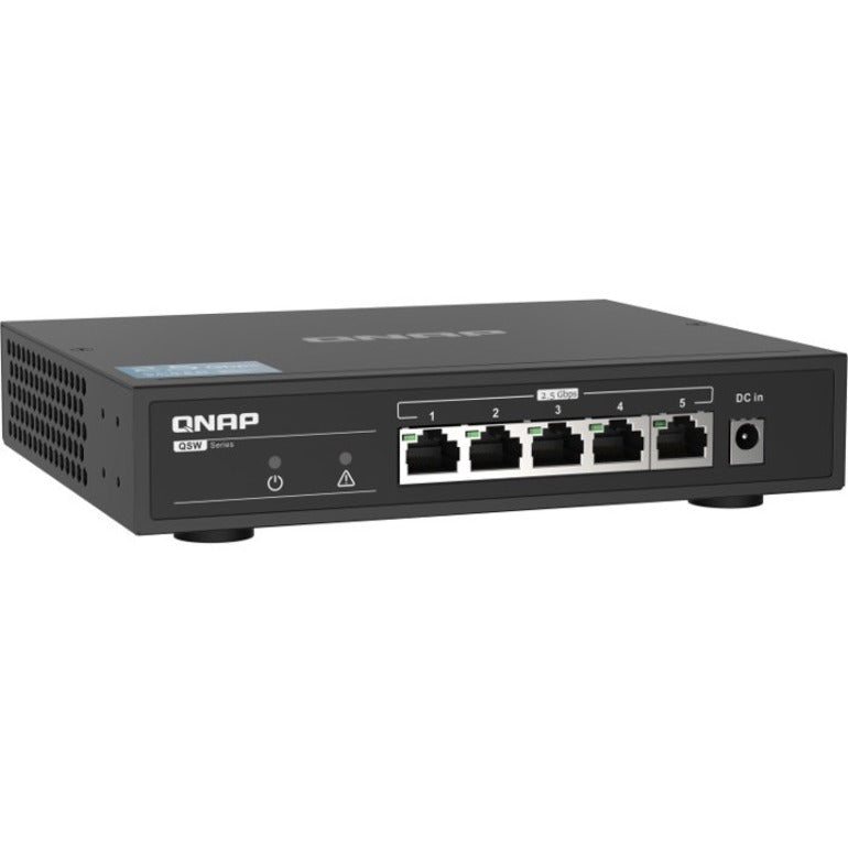 QNAP QSW-1105-5T-US QSW-1105-5T Ethernet Switch, 5-Port 2.5 Gigabit Ethernet Network, Twisted Pair, AC Adapter