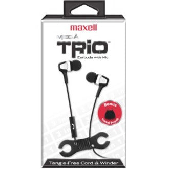 Maxell 199818 Mega Trio Earset, Binaural Earbud with Tangle-Free Cable