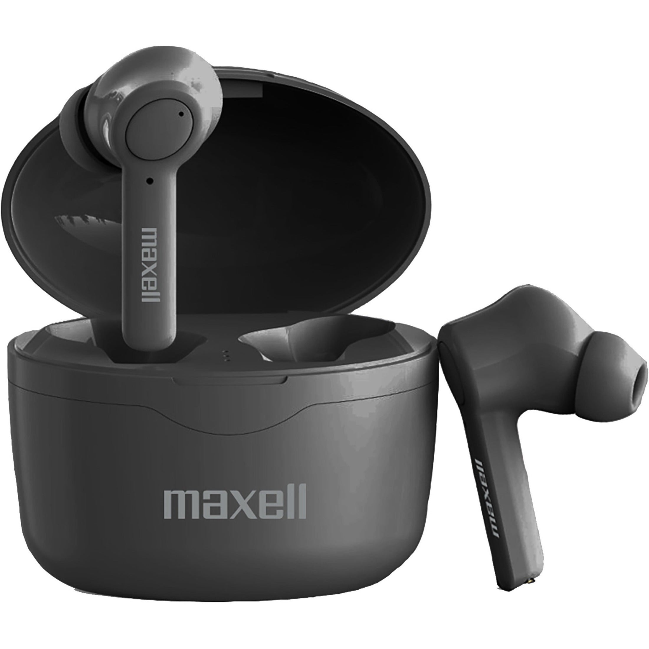 Maxell 199899 Sync Up True Wireless Bluetooth Earbuds Secure Fit Charging Case Black