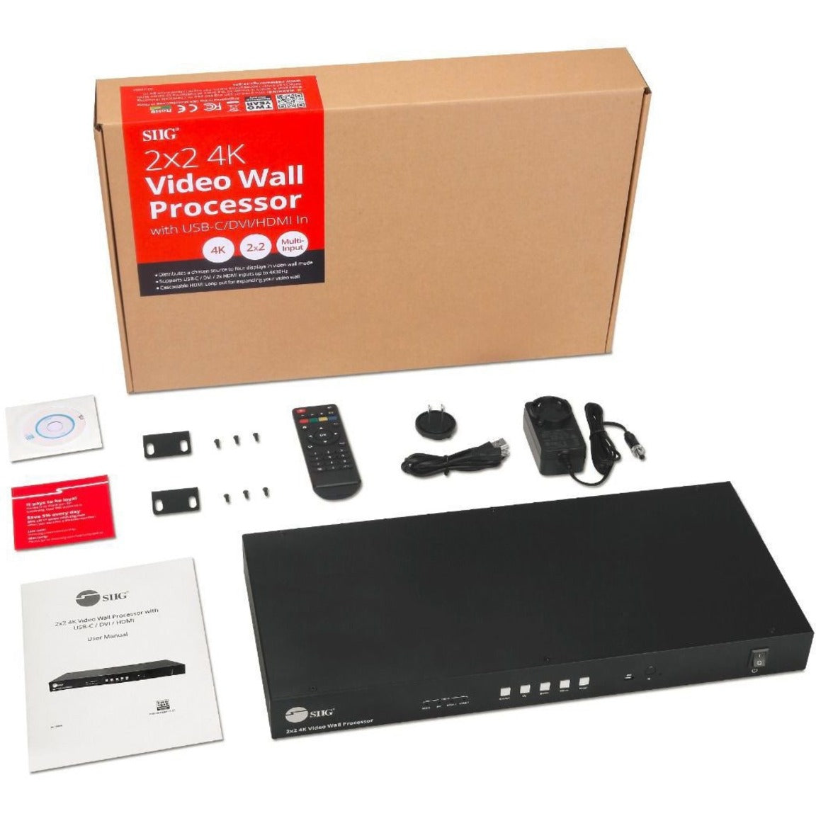 SIIG CE-H26F11-S1 3x3 4K Video Wall Prozessor mit USB-C/DP/VGA/HDMI Eingang Einfache Video Wall Steuerung