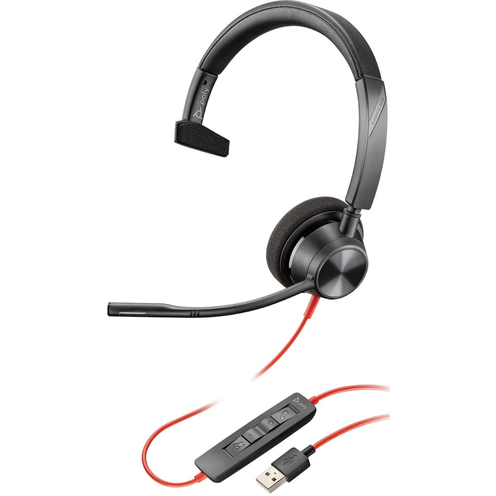 Plantronics 213929-101 Blackwire 3310 USB-C Headset, Monaural Over-the-head, Noise Cancelling, 2 Year Warranty