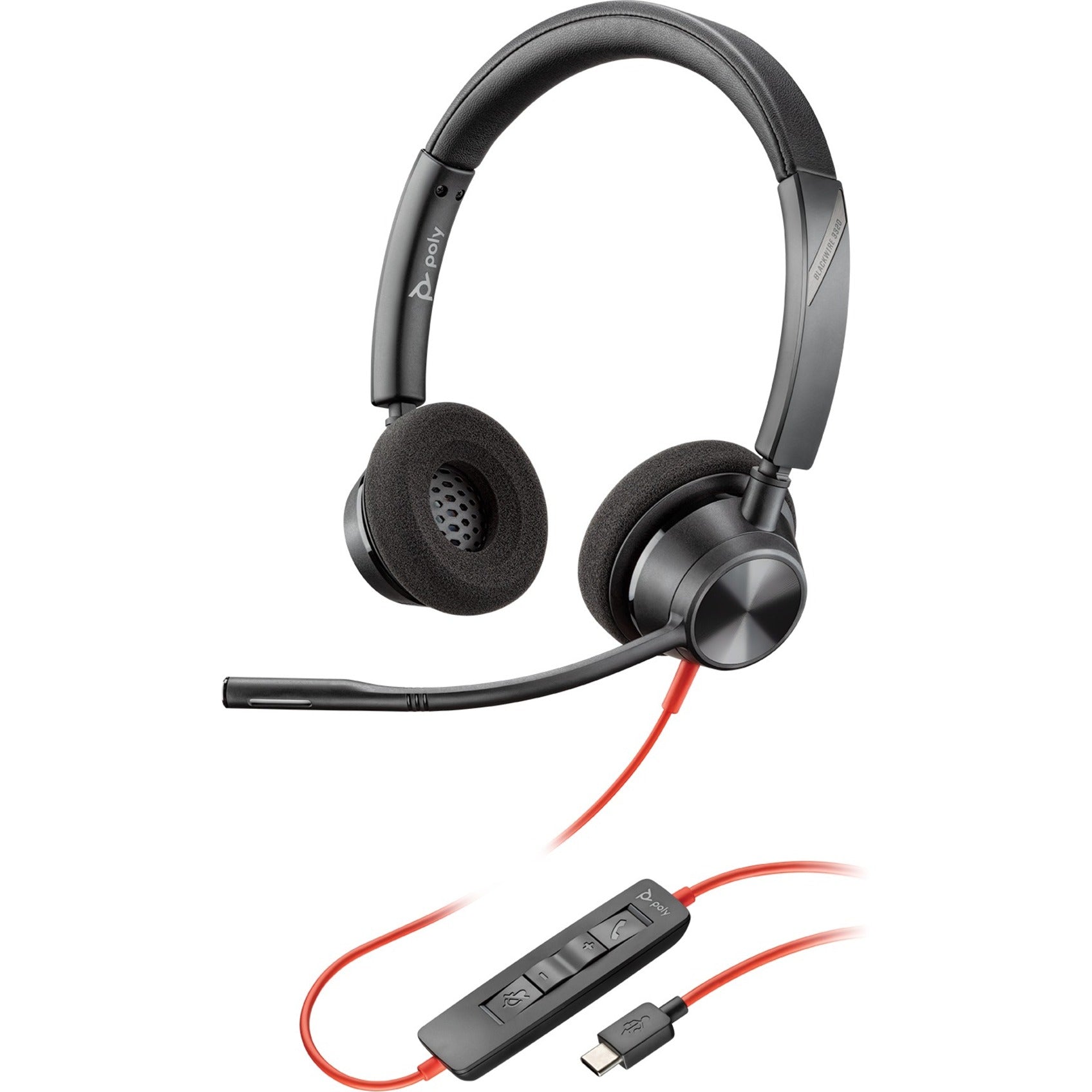 Plantronics 213935-101 Blackwire 3320 USB-C Headset, Binaural Over-the-head Stereo Headset with Noise Cancelling Microphone
