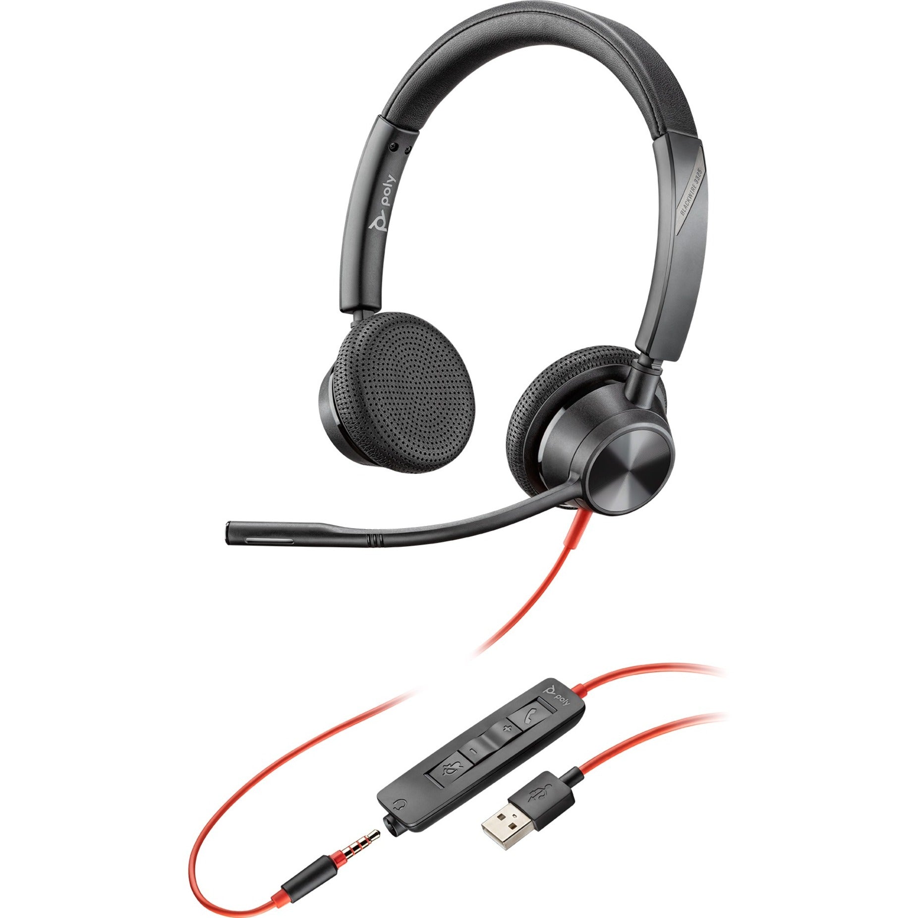 Plantronics 213938-101 Blackwire 3325 USB-A Headset, Binaural Over-the-head, Noise Cancelling, 2 Year Warranty
