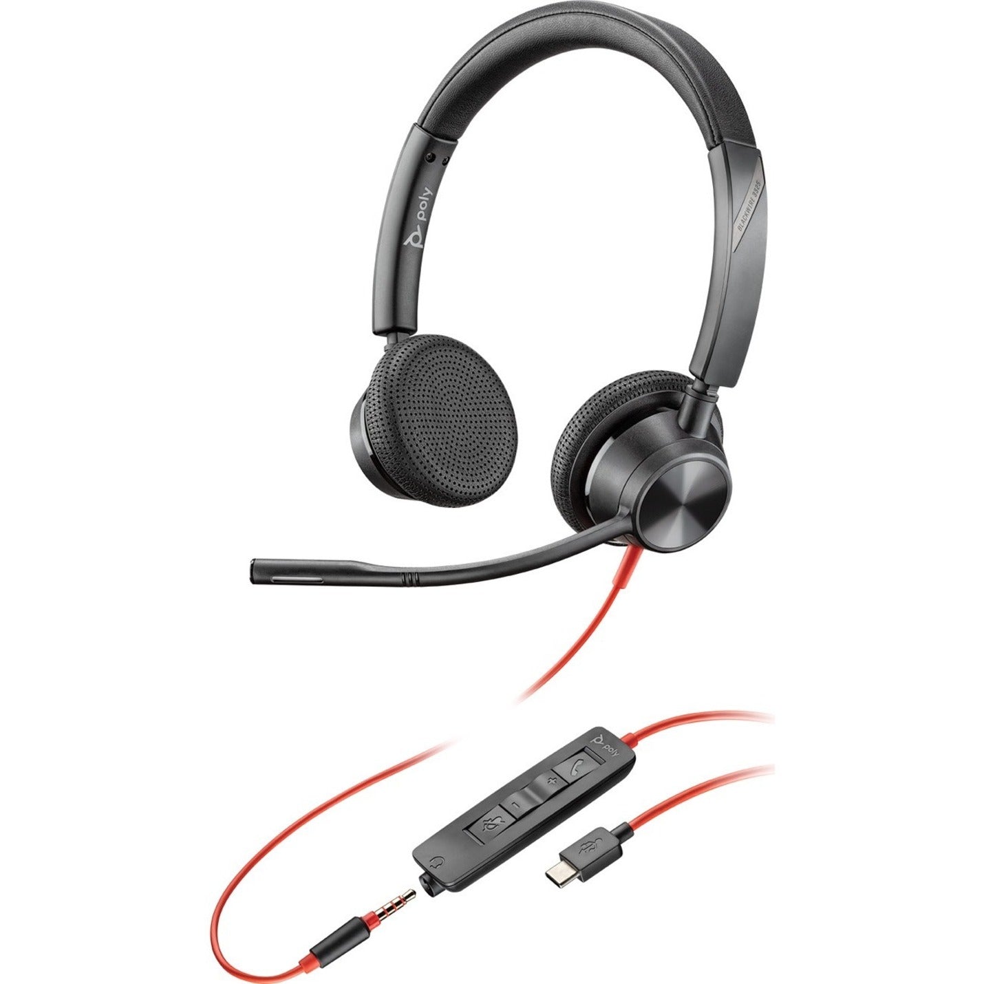 Plantronics 214017-101 Blackwire 3325 Microsoft USB-C Headset, Binaural Over-the-head, Noise Cancelling, 2 Year Warranty