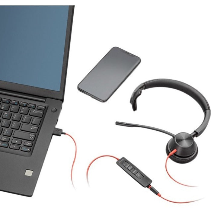 Poly 214011-101 Blackwire 3310 Microsoft USB-C Headset, Monaural Over-the-head, 2 Year Warranty