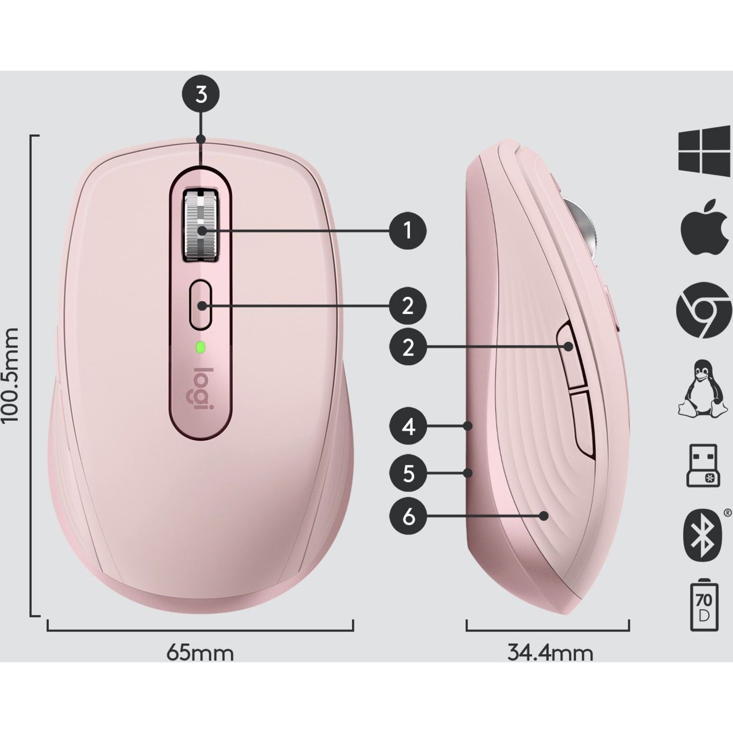 Logitech MX Anywhere 3 Wireless Mouse - Rose (910-005986) [Discontinued]