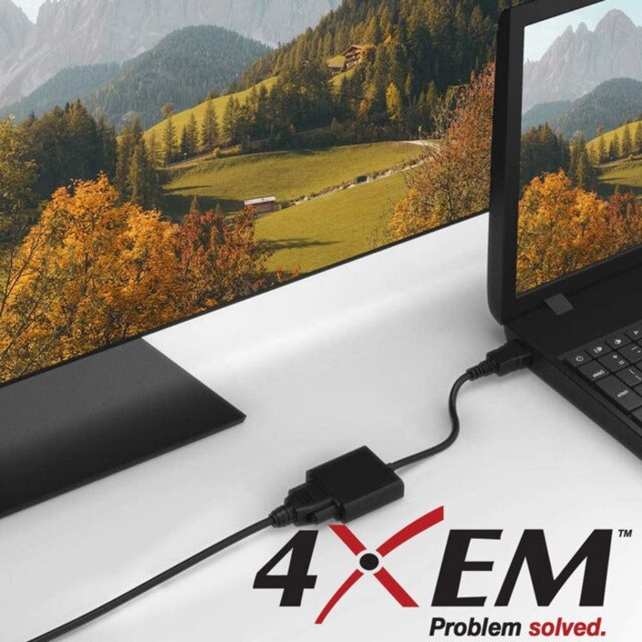 4XEM 4XHDMIVGAAPB HDMI to VGA Adapter with Power and 3.5mm Audio Cable - Black, Plug & Play, 1920 x 1080 Resolution