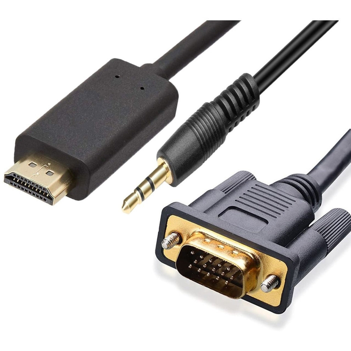 4XEM 4XHDMIVGA3FT HDMI to VGA with 3.5mm Audio Cable, Active, Plug & Play, 3 ft Length