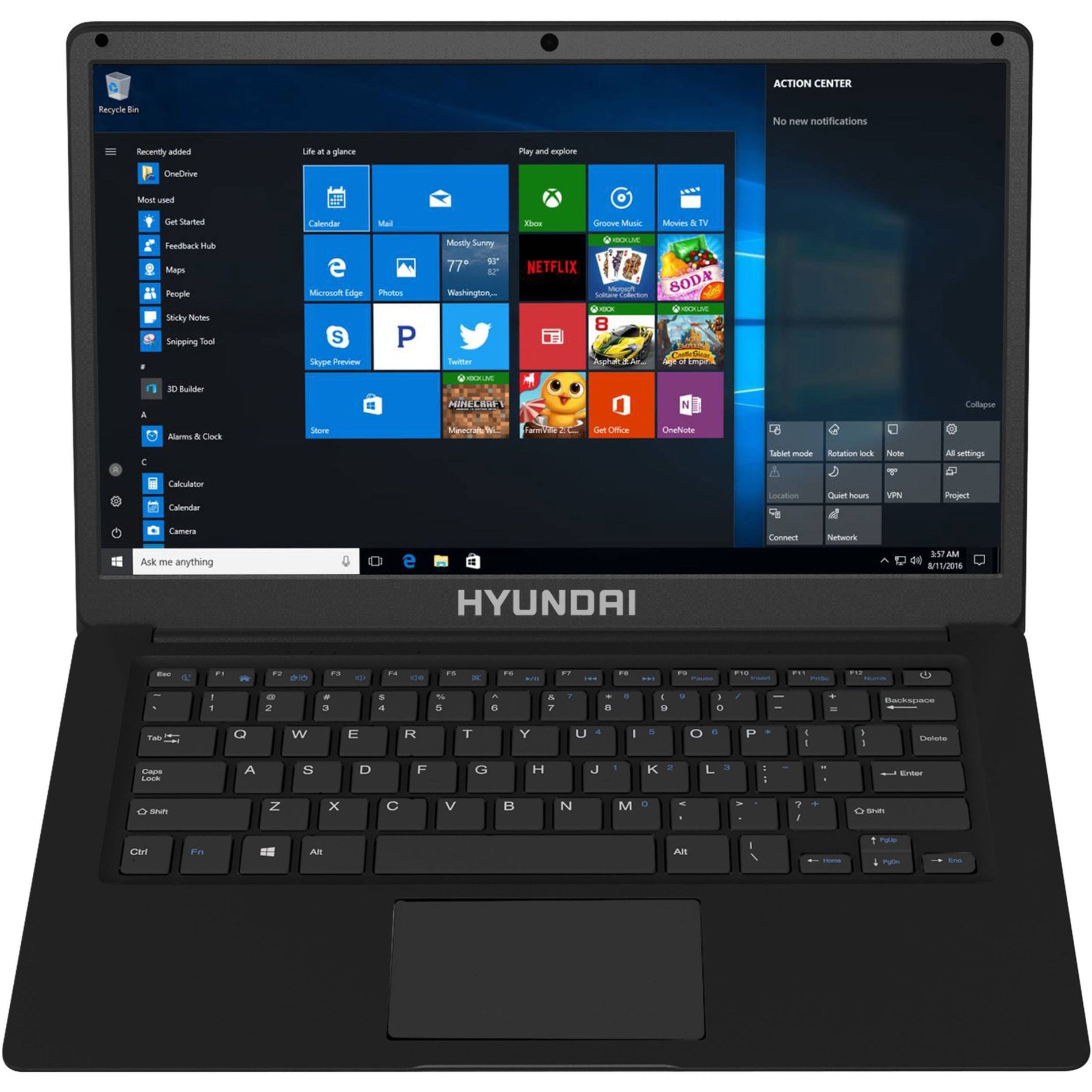 Hyundai L14WB1EBK Thinnote-A Notebook, 14.1" Celeron Laptop, 4GB RAM, 64GB Storage, Windows 10 Pro