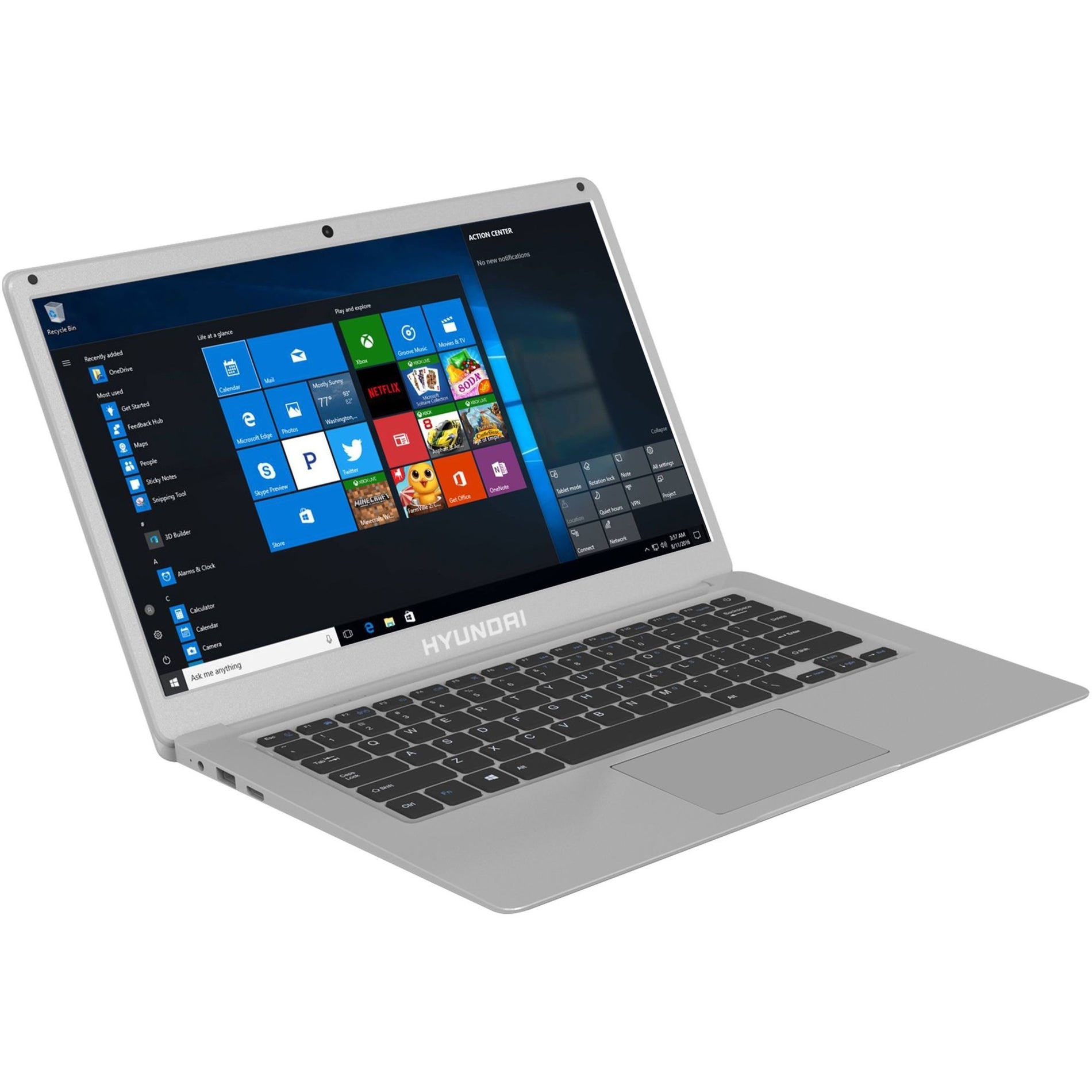 Hyundai Thinnote-A 14.1" Celeron Laptop, 4GB RAM, 64GB Storage, Windows 10 Pro, Silver [Discontinued]