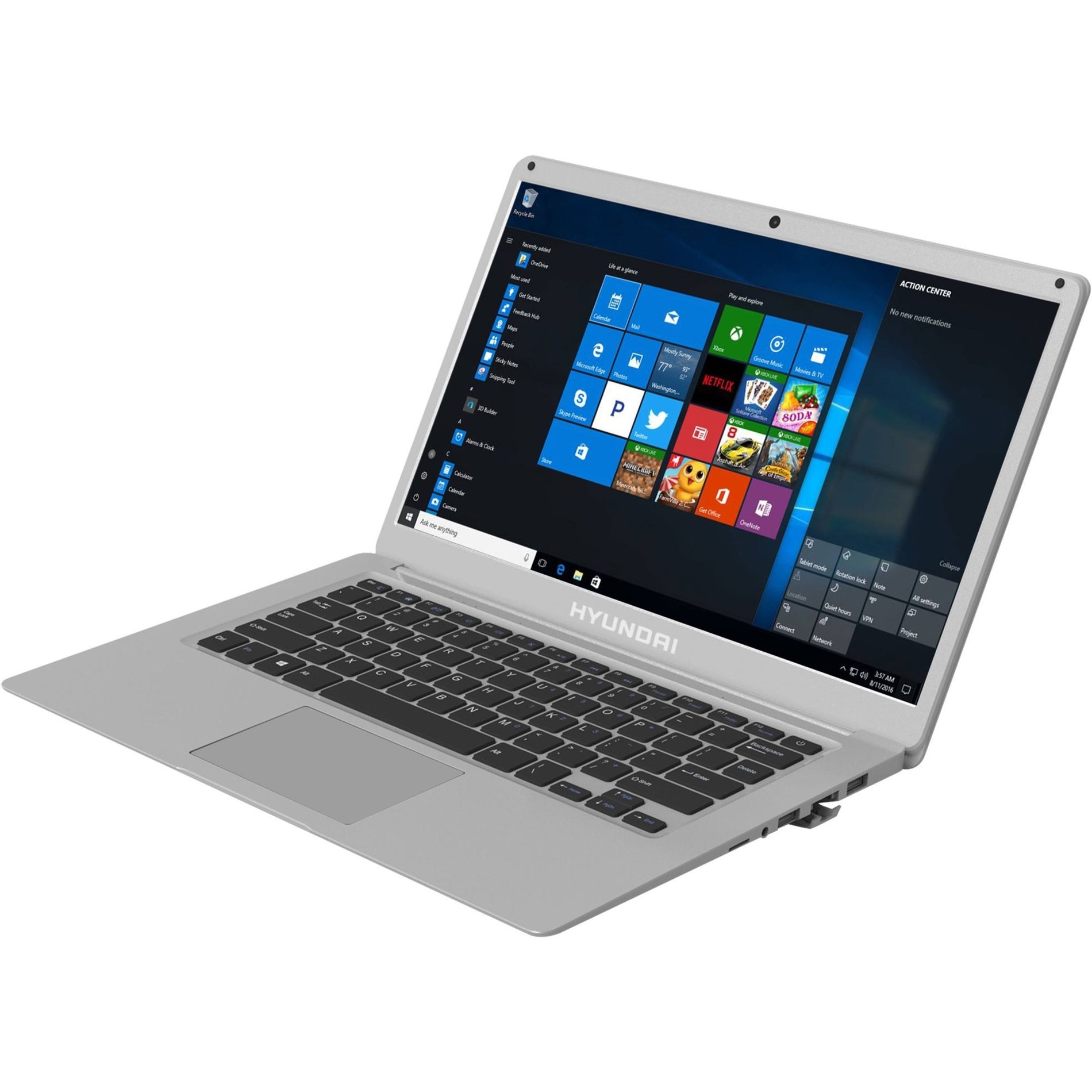 Hyundai Thinnote-A 14.1" Celeron Laptop, 4GB RAM, 64GB Storage, Windows 10 Pro, Silver [Discontinued]