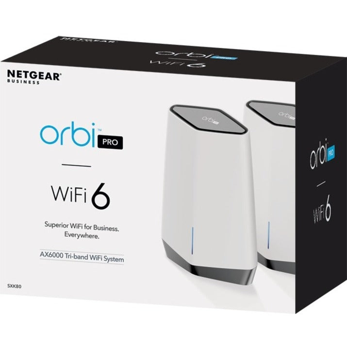 Netgear SXK80B4-100NAS Orbi Pro WiFi 6 - AX6000 Tri-band WiFi System, 1 Router and 3 Satellites