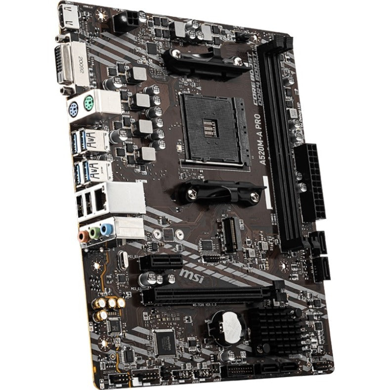 MSI A520M-A PRO MATX Motherboard DDR4 PCIE gen 4 (A520MAPRO), Micro ATX, Ryzen Compatible, Gigabit Ethernet