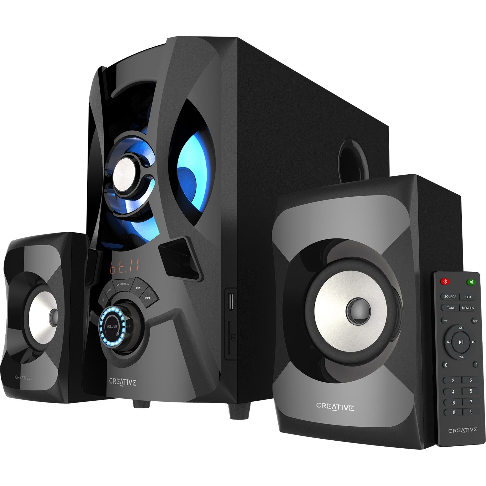 Creative 51MF0490AA002 SBS E2900 Speaker System, 2.1 Speaker BT FM LED Retail