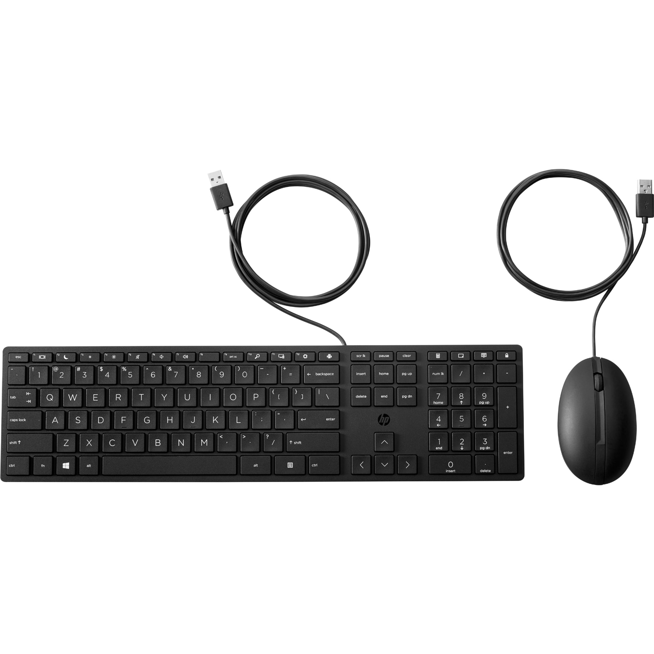 HP Wired Desktop 320MK Mouse and Keyboard, Quiet Keys, LED Indicator, Plug & Play, Adjustable Tilt, Low-profile Keys